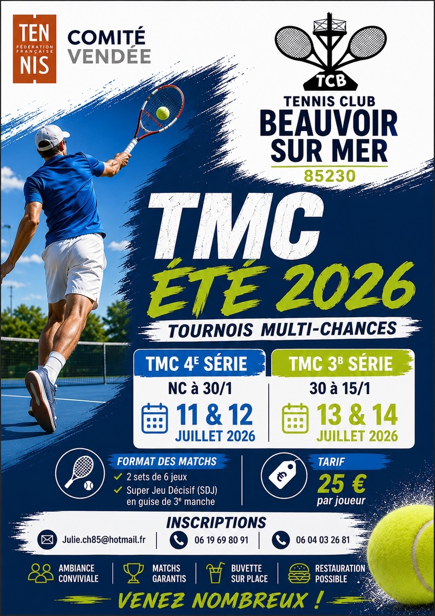 TMC 3ème et 4ème série Messieurs  du 11 au 14 juillet 2026