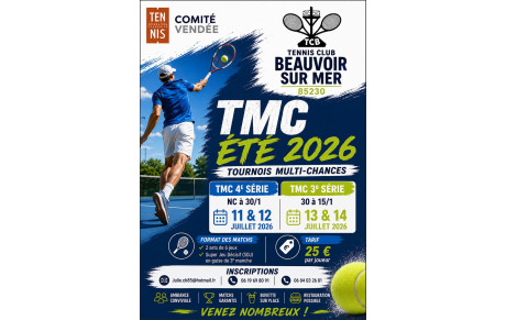 TMC 3ème et 4ème série Messieurs  du 11 au 14 juillet 2026